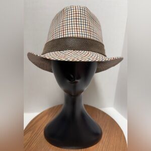 Christy’s Crown Series Vintage Checkered Crease Top Fedora Hat Medium (7-7 1/8)